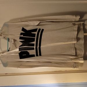 PINK v neck sweatshirt in white